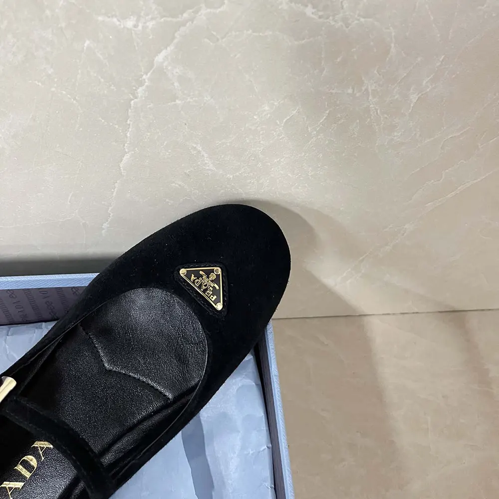 Prada Women Suede Ballerinas-Black - image 7
