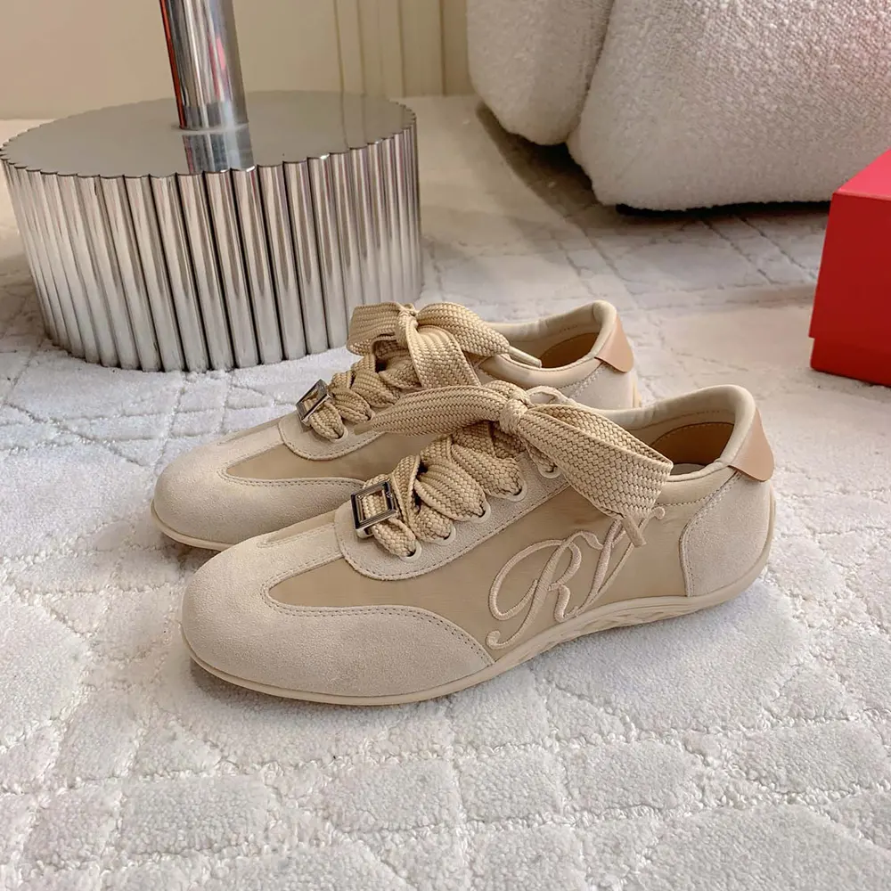 Roger Vivier Women Viv Low Sneakers in Suede-Beige - image 4