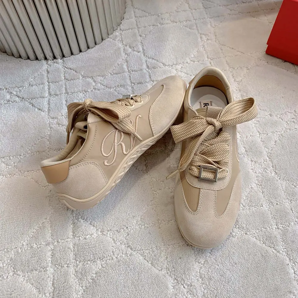 Roger Vivier Women Viv Low Sneakers in Suede-Beige - image 5