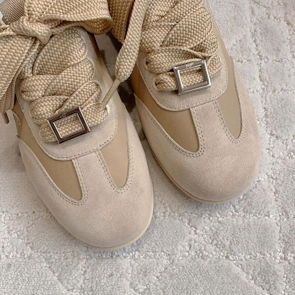 Roger Vivier Women Viv Low Sneakers in Suede-Beige - image 8