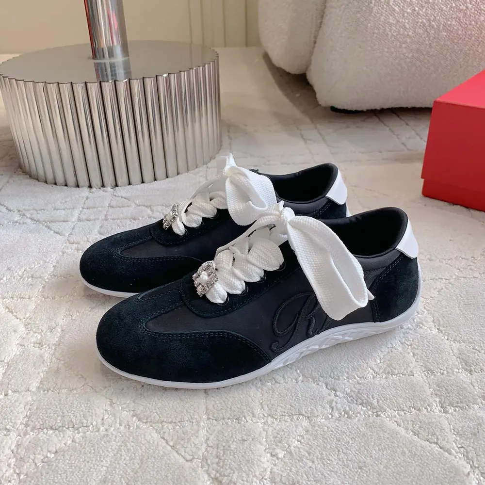 Roger Vivier Women Viv Low Sneakers in Suede-Black - image 4