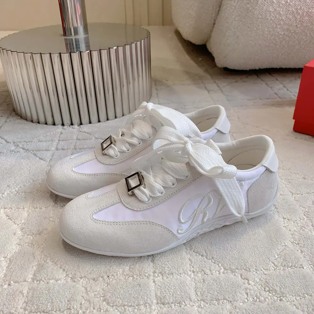 Roger Vivier Women Viv Low Sneakers in Suede-White - image 4