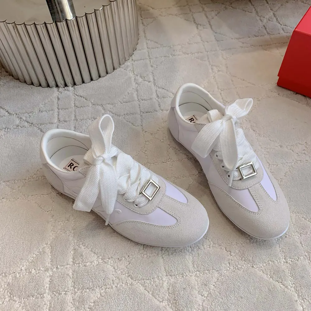 Top view showing lace-up detail on Roger Vivier Women Viv Low Sneakers