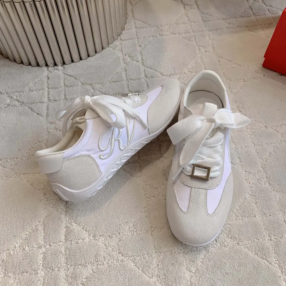 Roger Vivier Women Viv Low Sneakers in Suede-White - image 5