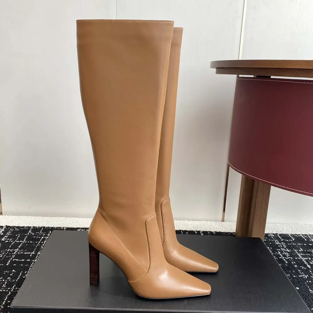 Top view showing smooth leather texture on Saint Laurent YSL Francoise boots