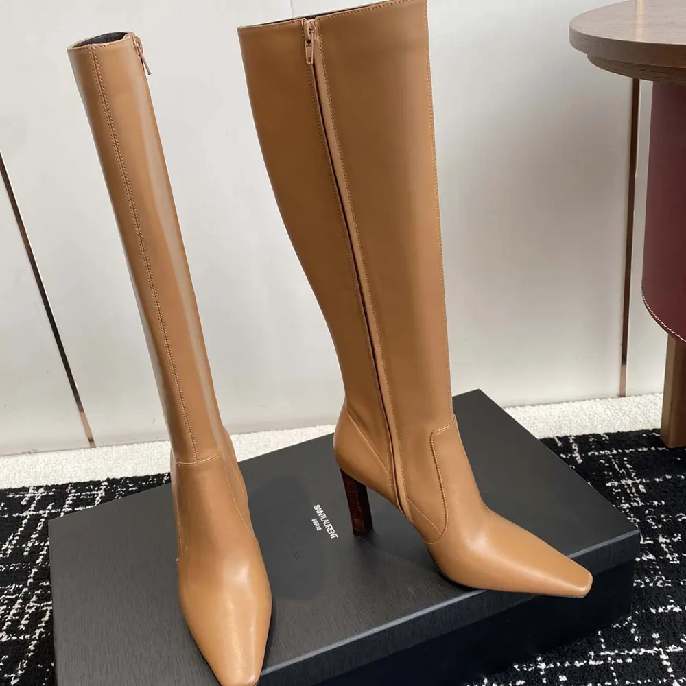 Saint Laurent YSL Women Francoise Boots In Smooth Leather-Brown - image 4