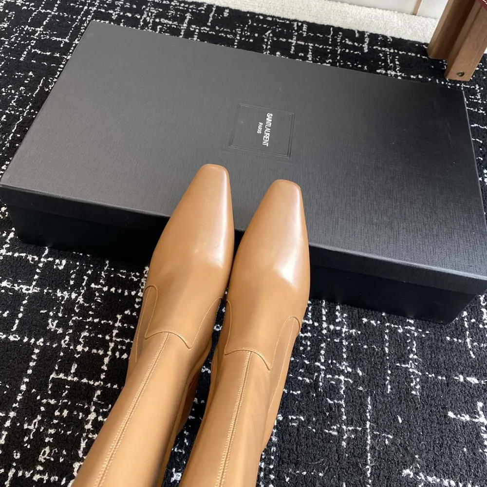 Saint Laurent YSL Women Francoise Boots In Smooth Leather-Brown - image 9