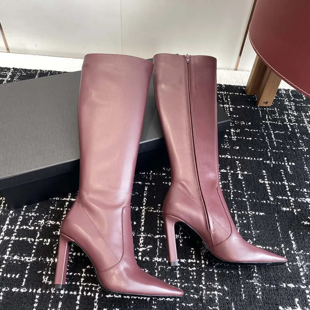Saint Laurent YSL Women Francoise Boots In Smooth Leather-Maroon - image 7