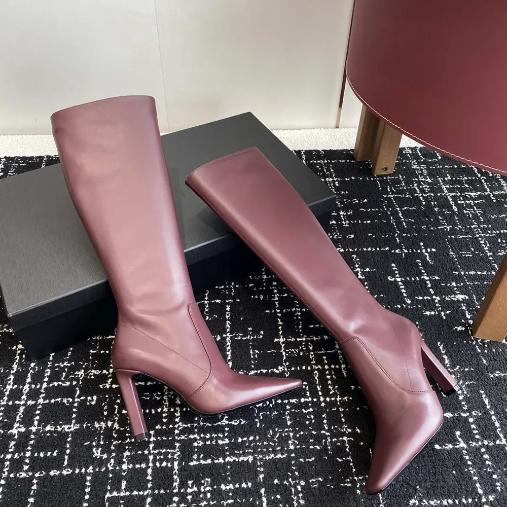 Saint Laurent YSL Women Francoise Boots In Smooth Leather-Maroon - image 5