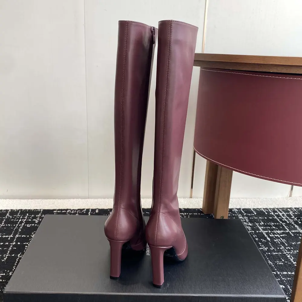 Saint Laurent YSL Women Francoise Boots In Smooth Leather-Maroon - image 8