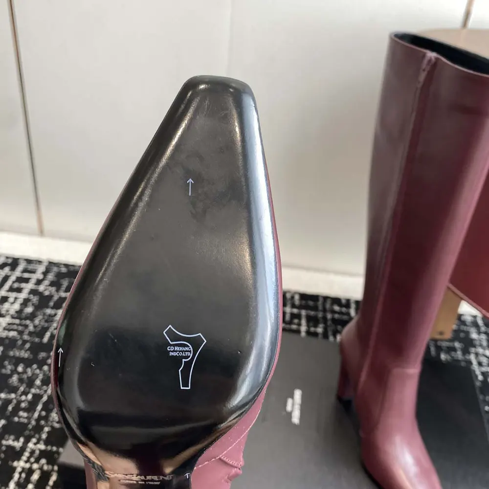 Saint Laurent YSL Women Francoise Boots In Smooth Leather-Maroon - image 10