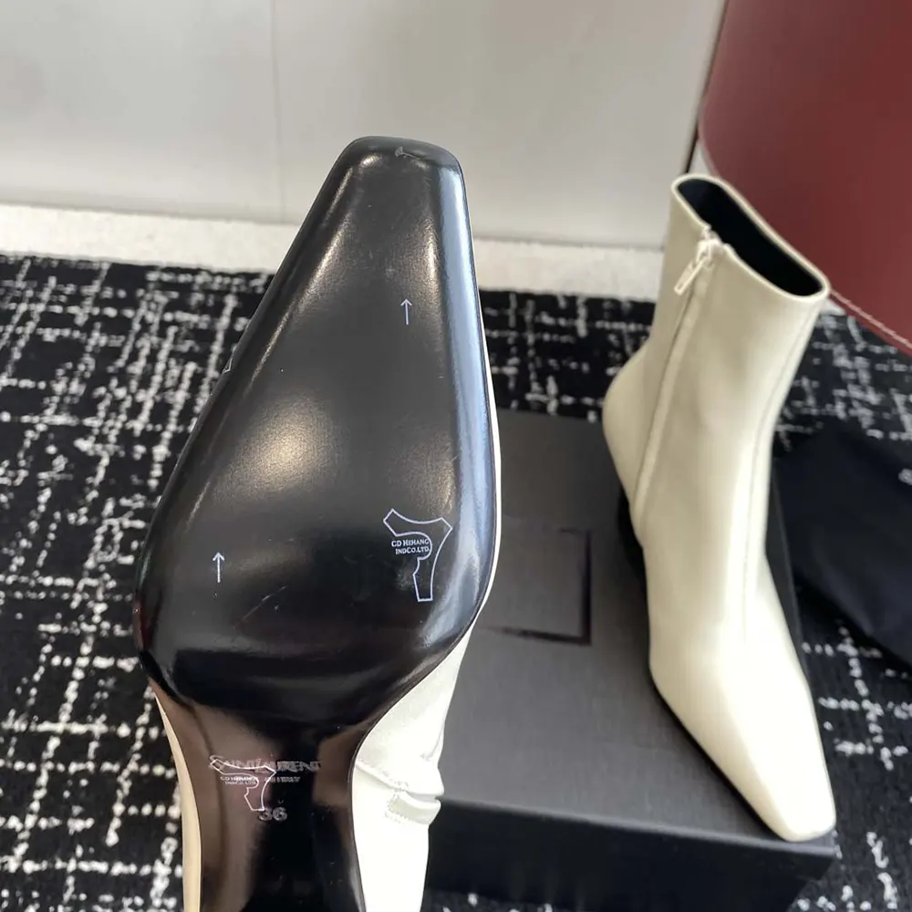 Saint Laurent YSL Women Jill Booties In Smooth Leather-White - image 10