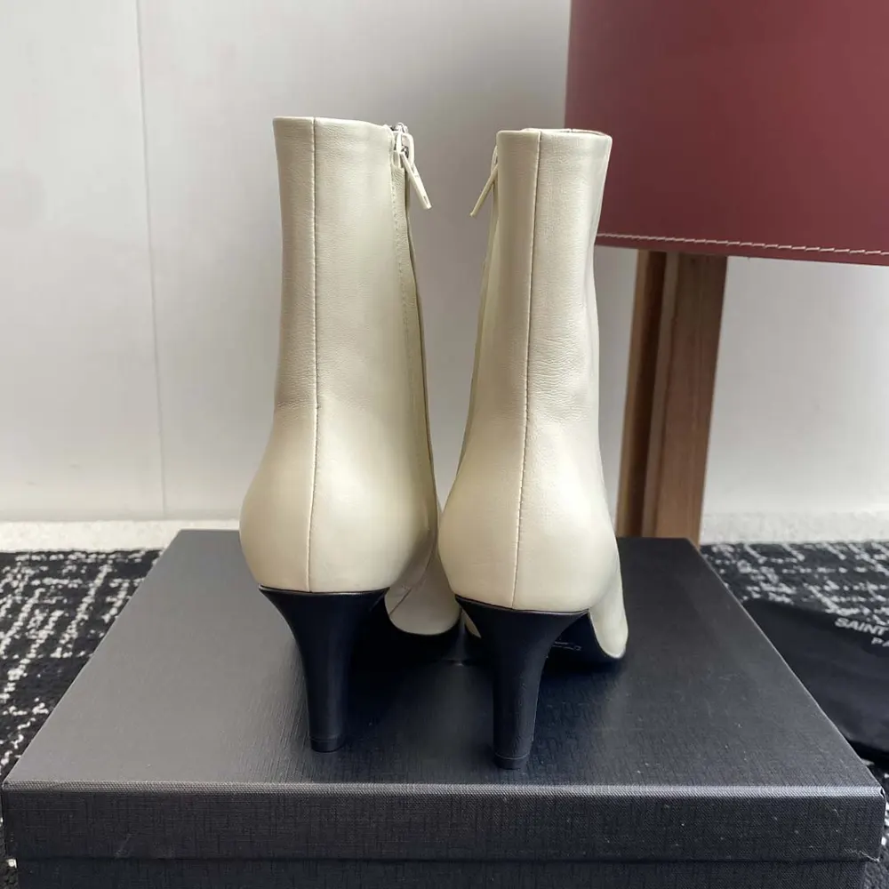 Saint Laurent YSL Women Jill Booties In Smooth Leather-White - image 9
