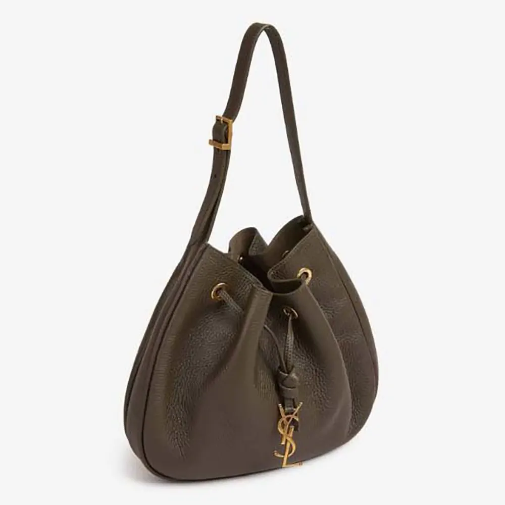 Saint Laurent YSL Women Paris VII Small Hobo in Grained Leather-Dark Green - image 4