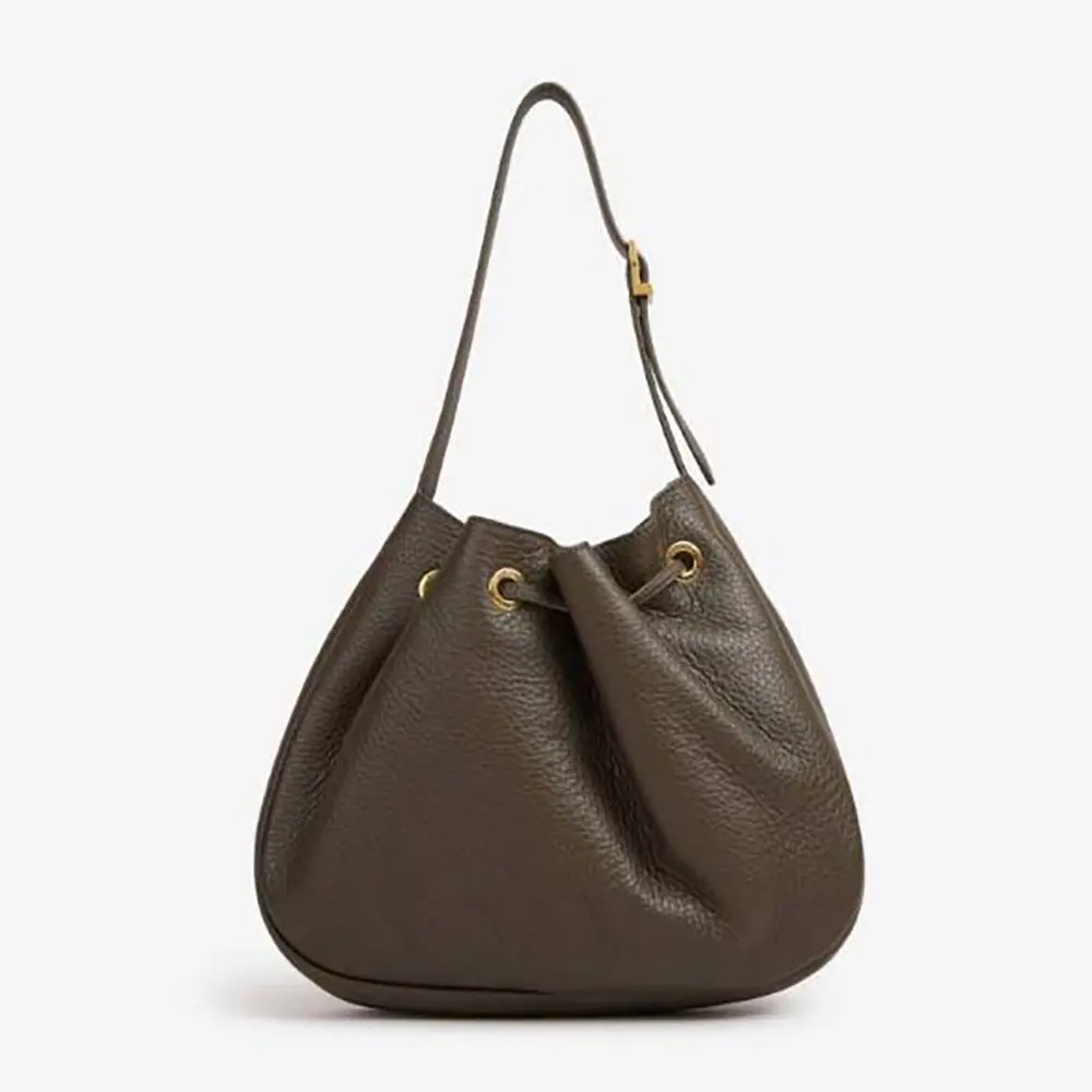Saint Laurent YSL Women Paris VII Small Hobo in Grained Leather-Dark Green - image 5