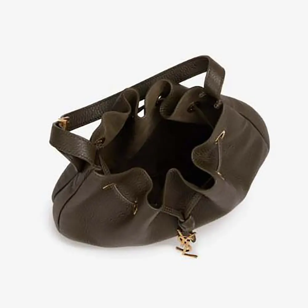 Saint Laurent YSL Women Paris VII Small Hobo in Grained Leather-Dark Green - image 6
