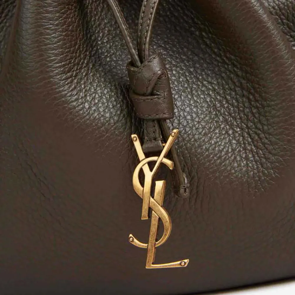 Saint Laurent YSL Women Paris VII Small Hobo in Grained Leather-Dark Green - image 7