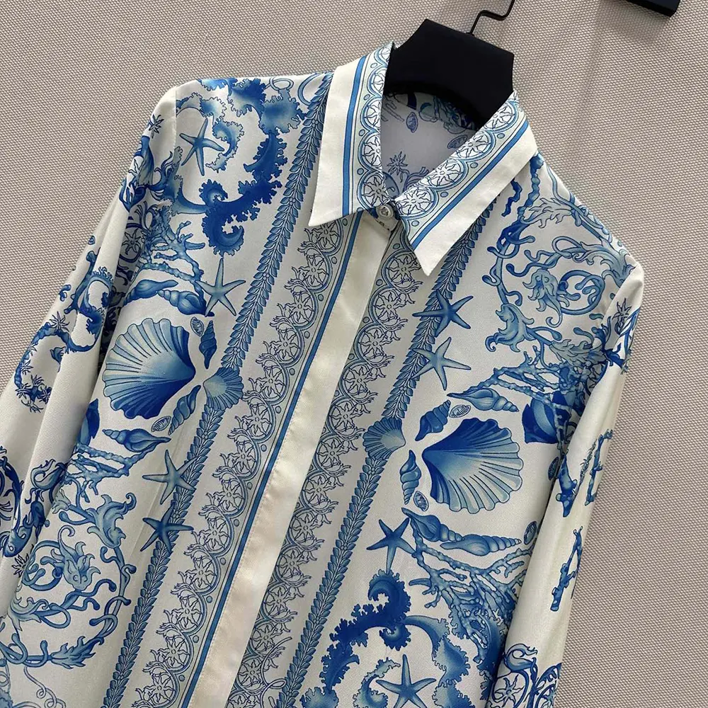 Versace Women Underwater Barocco Crêpe Fitted Shirt - image 4