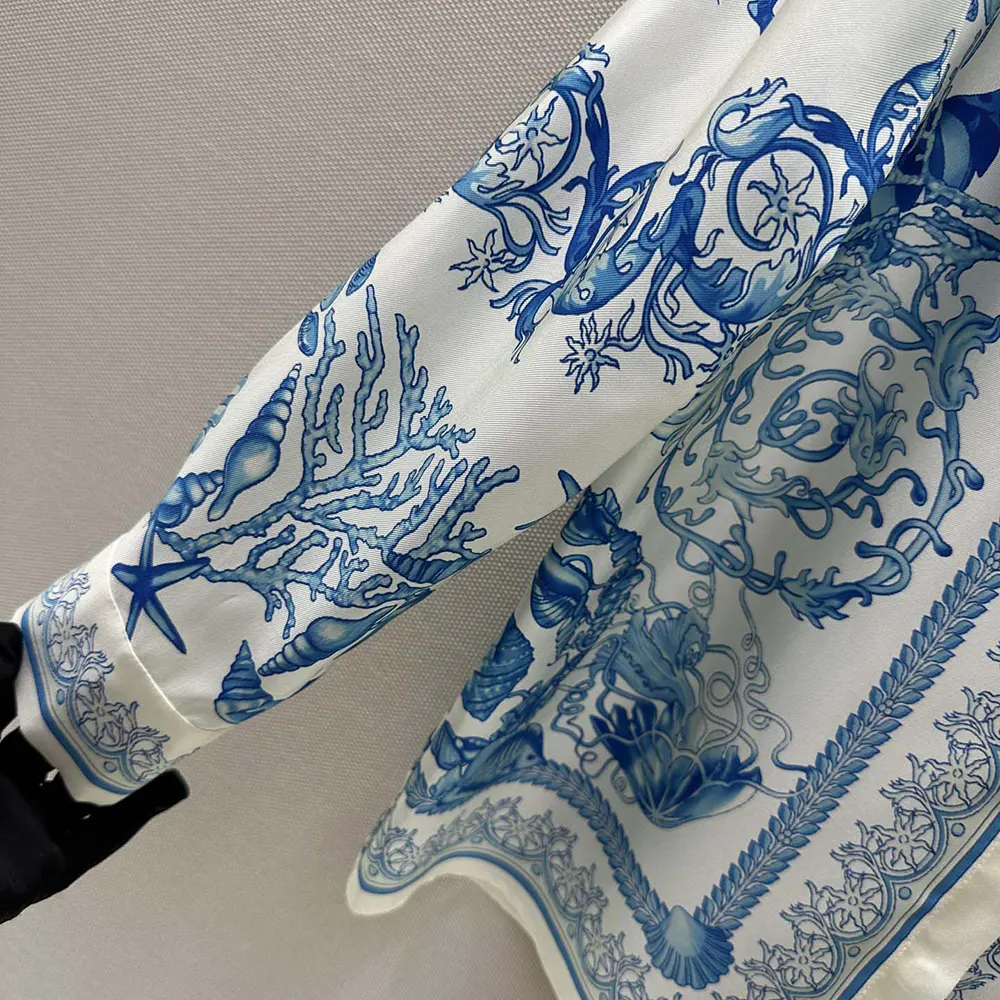 Versace Women Underwater Barocco Crêpe Fitted Shirt - image 9
