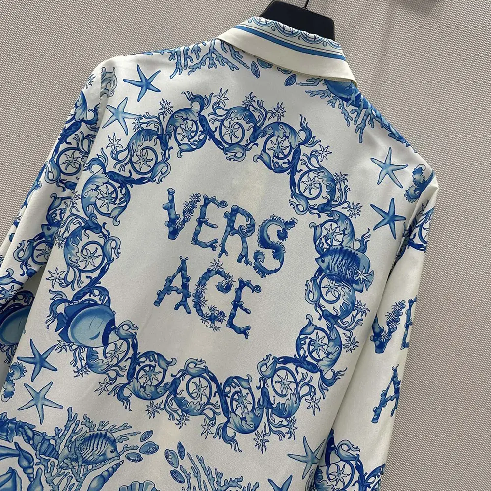 Versace Women Underwater Barocco Crêpe Fitted Shirt - image 6