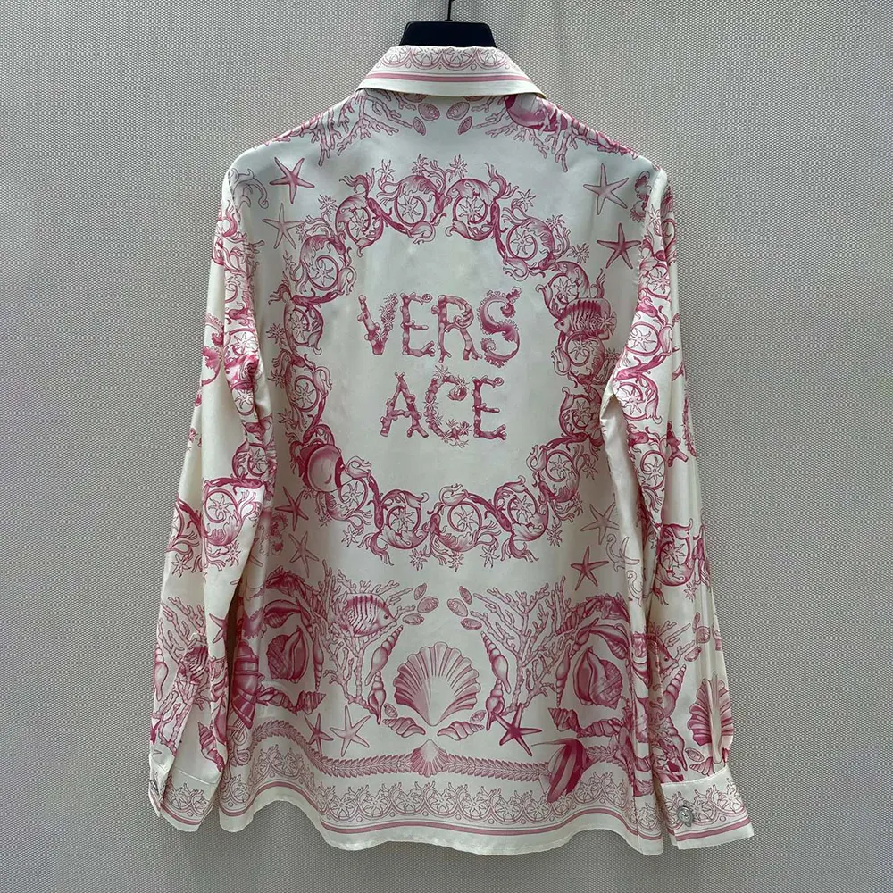 Side detail showing the fitted silhouette of Versace Women Underwater Barocco Fitted Shirt