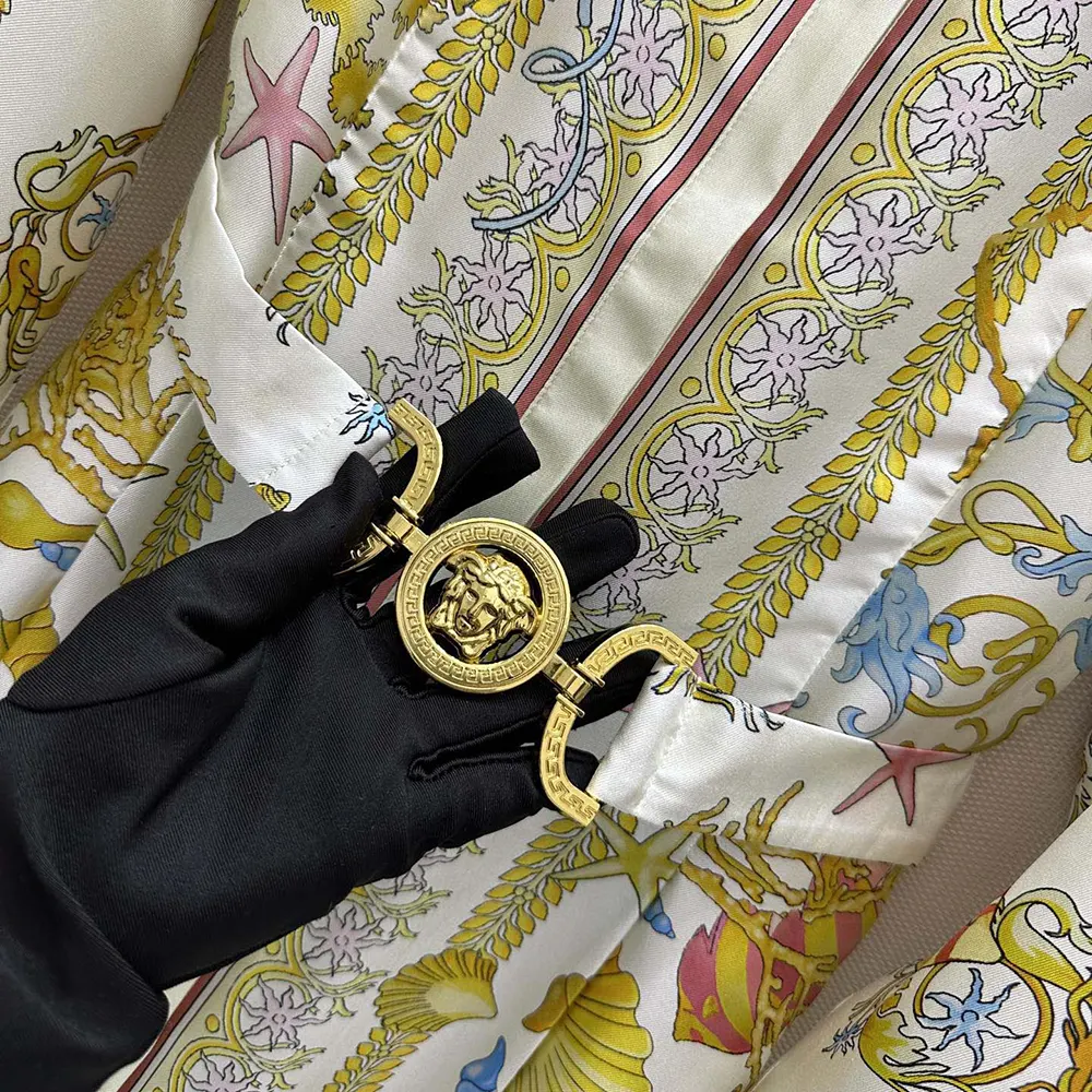 Versace Women Underwater Barocco Silk Midi Shirt Dress - image 8