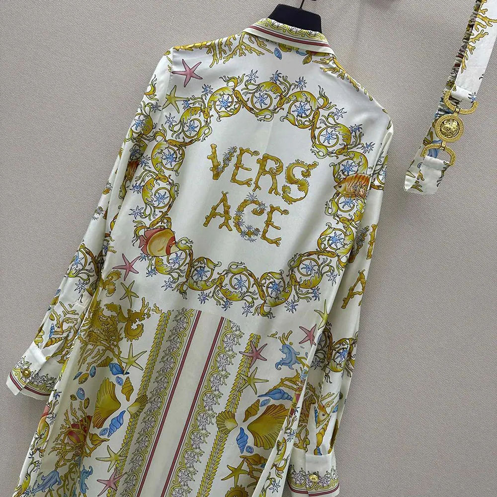 Versace Women Underwater Barocco Silk Midi Shirt Dress - image 6