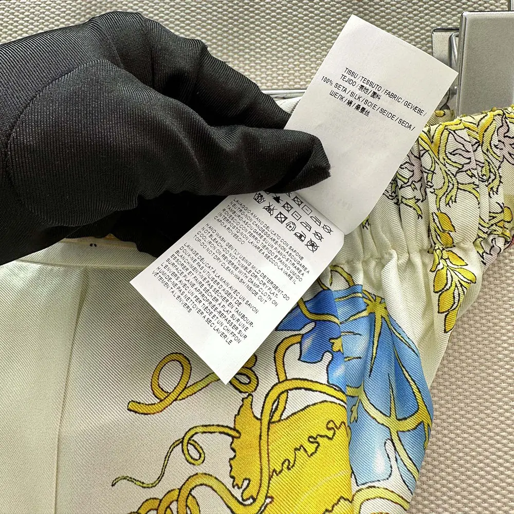 Versace Women Underwater Barocco Silk Pants-Yellow - image 10