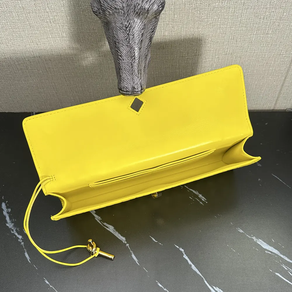 Bottega Veneta Women Andiamo Clutch in Intrecciato Leather-Yellow - image 5