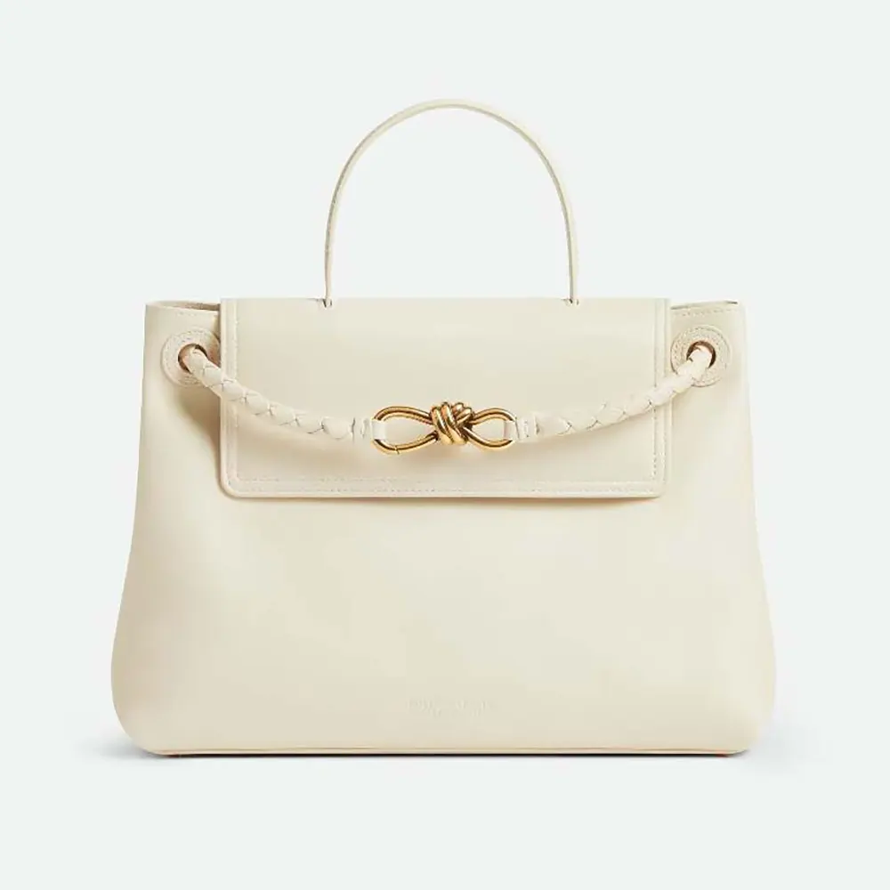 Front view of Bottega Veneta Women Ciao Ciao in Silky Calf Leather-White