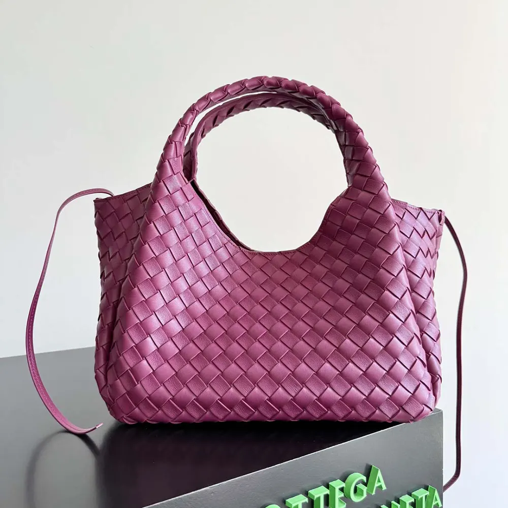 Side angle showing gold hardware on Bottega Veneta Women Medium Campana-Rose