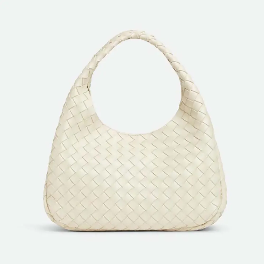Front view of Bottega Veneta Women Medium Campana-White shoulder bag