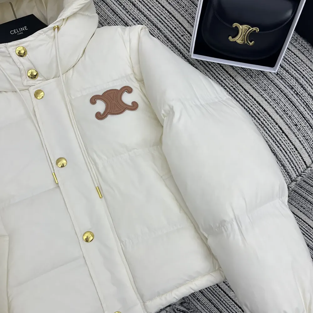 Celine Women Triomphe Cropped Down Jacket in Lightweight Nylon-White - image 6
