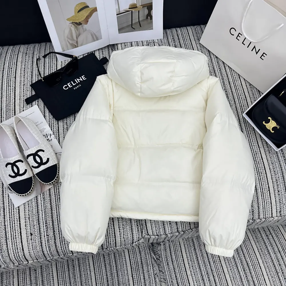 Celine Women Triomphe Cropped Down Jacket in Lightweight Nylon-White - image 4