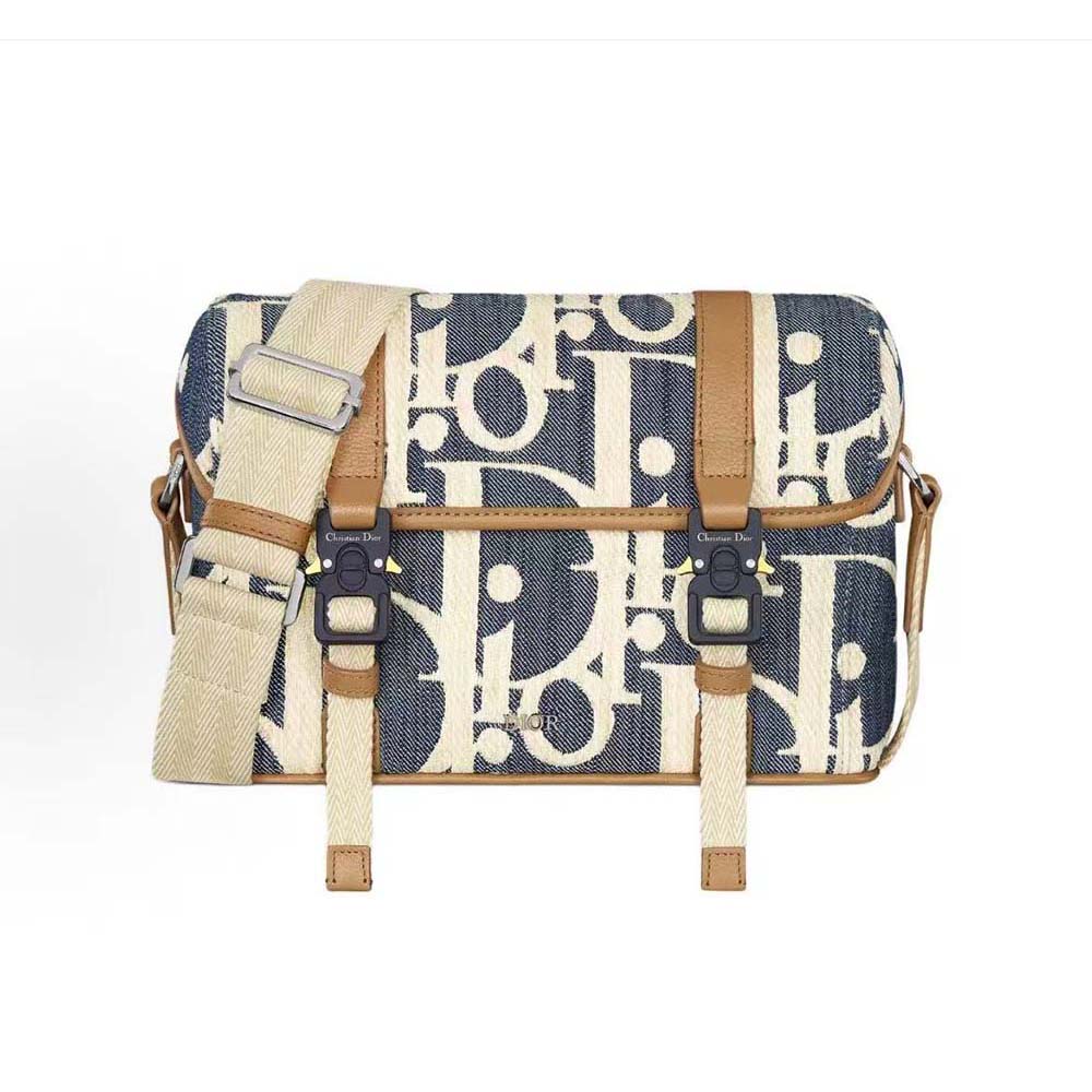 Front view of Dior Men Hit the Road Messenger Bag with flap closed