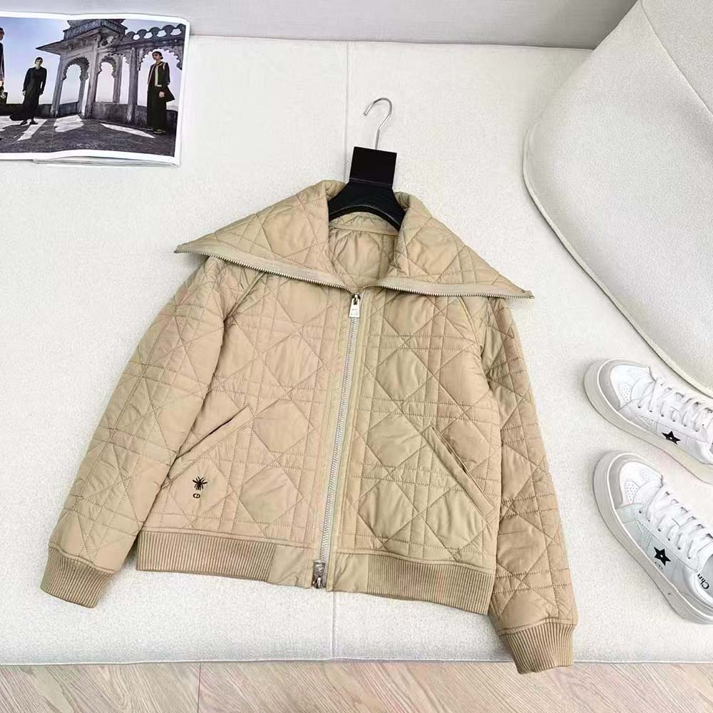 Close-up of signature Macrocannage quilting on Dior Women Macrocannage Bomber Jacket