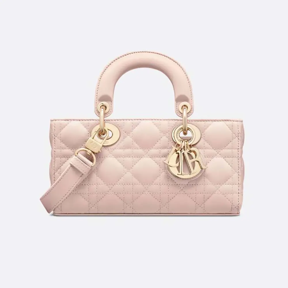 Dior Women Small Lady D-Joy Bag Powder Pink Cannage Lambskin