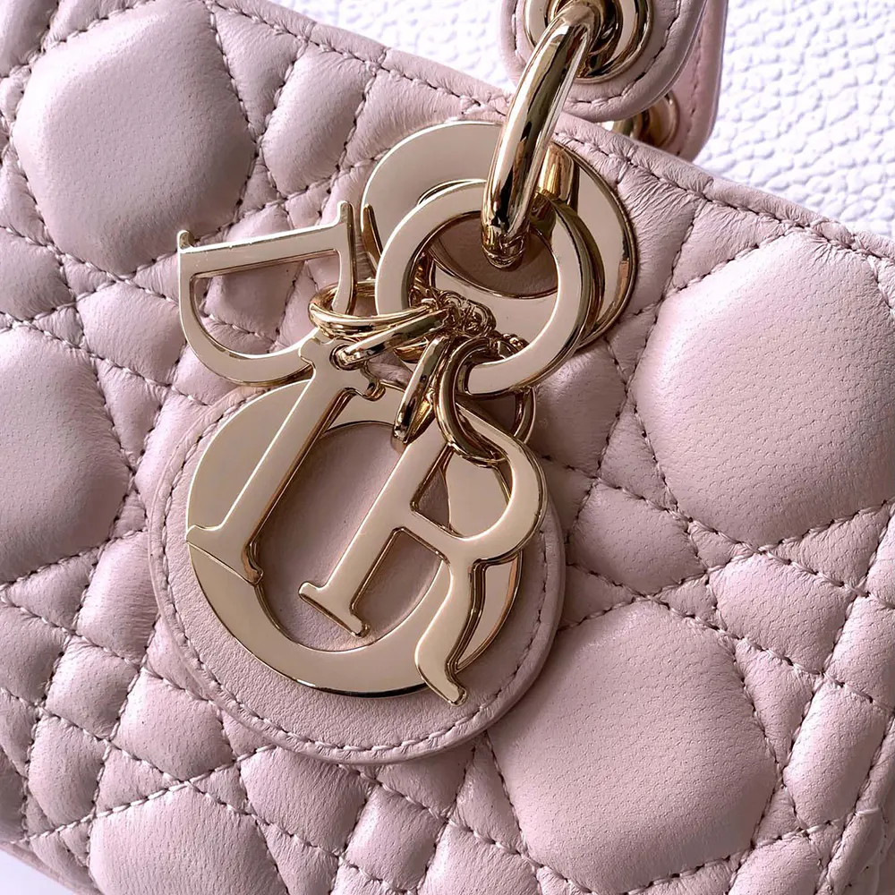 Dior Women Small Lady D-Joy Bag Powder Pink Cannage Lambskin - image 9