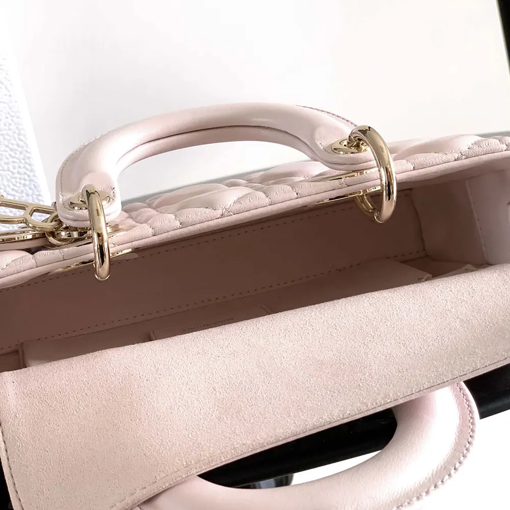 Dior Women Small Lady D-Joy Bag Powder Pink Cannage Lambskin - image 6