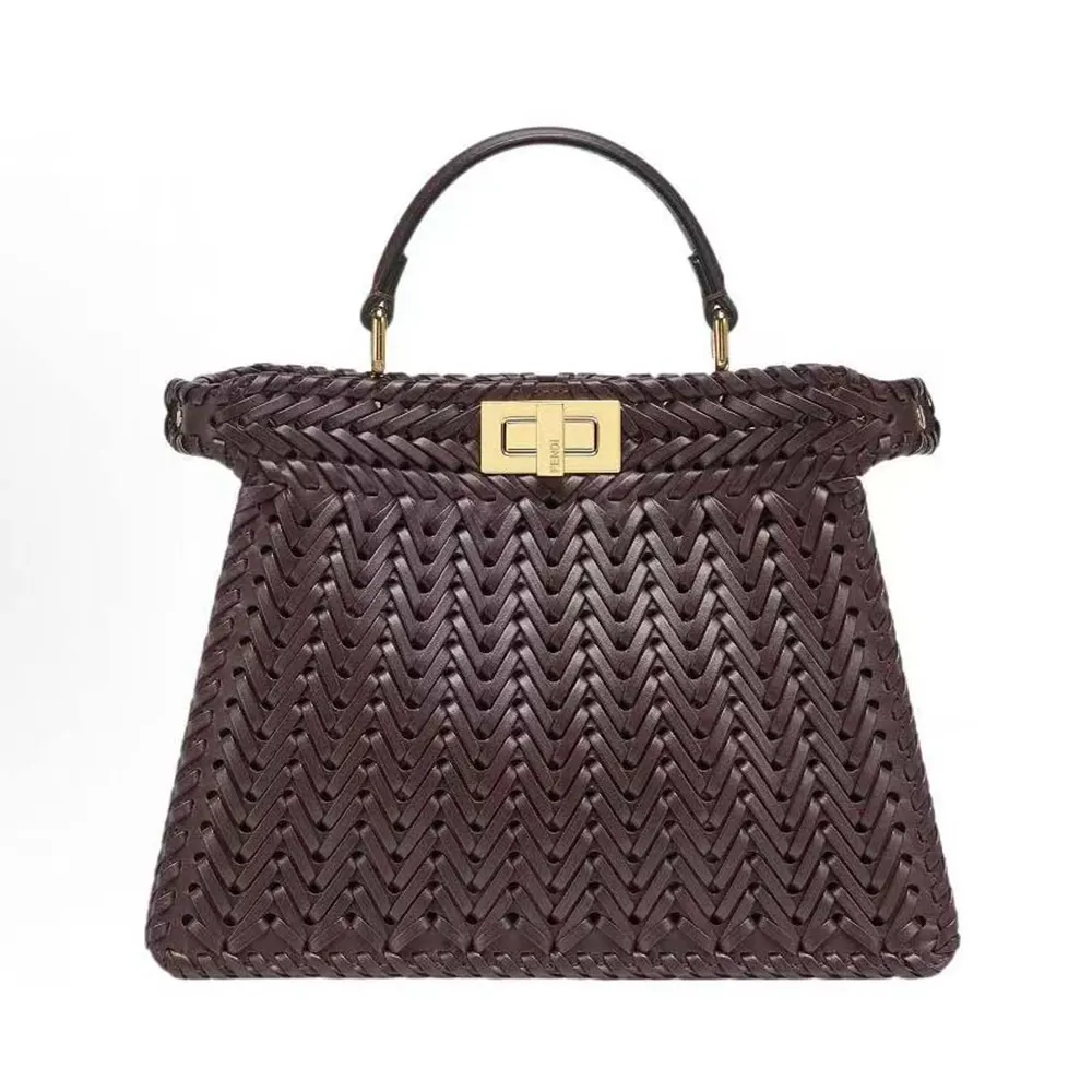 Front view of Fendi Women Peekaboo ISeeU Petite Maroon Bag
