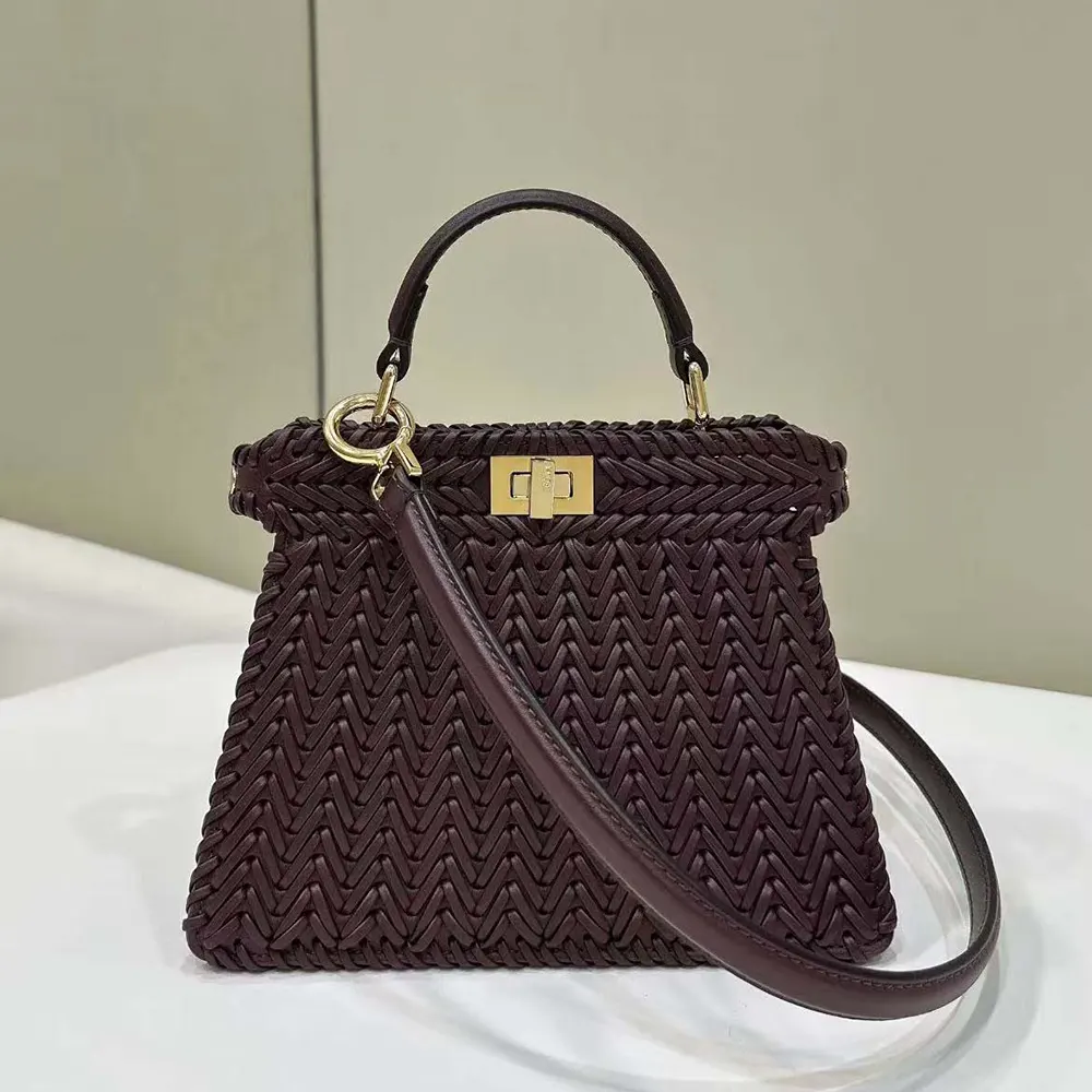 Close-up of padded calfskin leather on Fendi Peekaboo ISeeU Petite