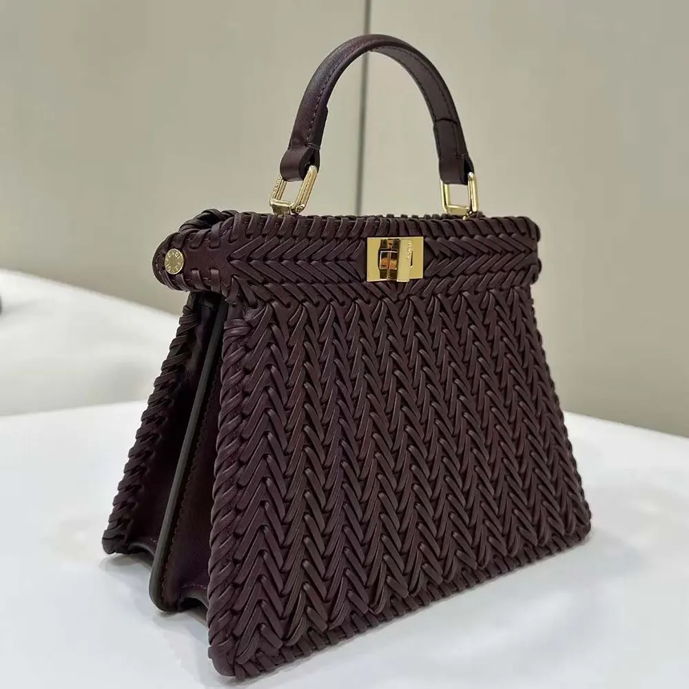 Fendi Women Peekaboo ISeeU Petite Maroon Padded Calfskin Leather Bag - image 4