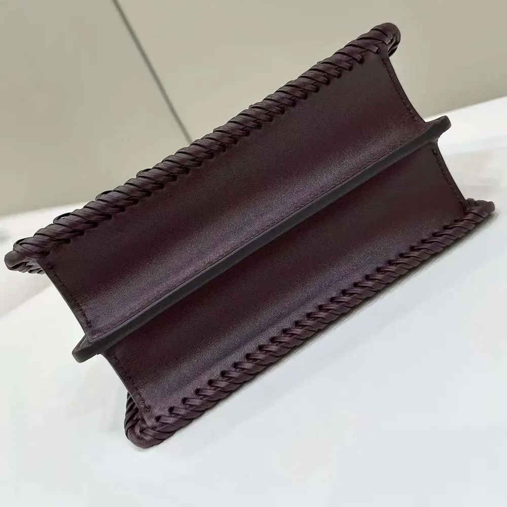 Fendi Women Peekaboo ISeeU Petite Maroon Padded Calfskin Leather Bag - image 5