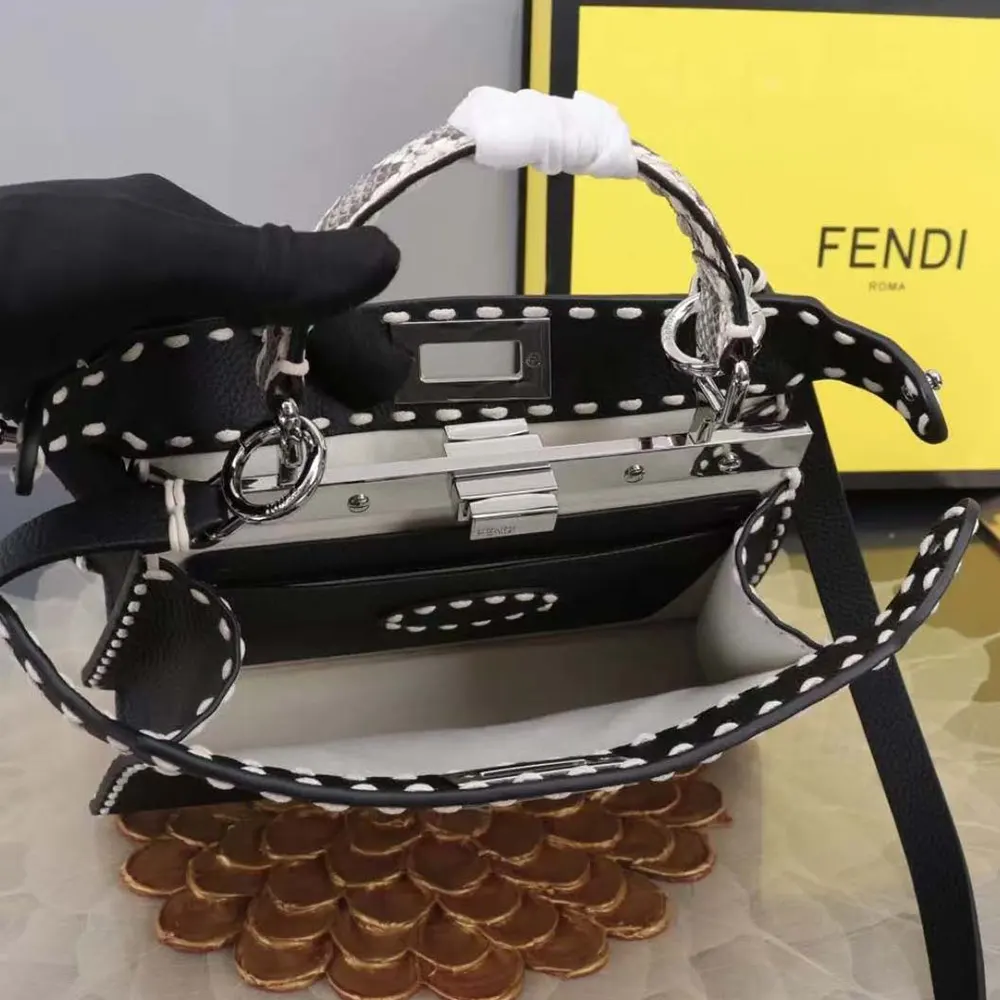 Fendi Women Peekaboo Iseeu Small Black Selleria Bag - image 5