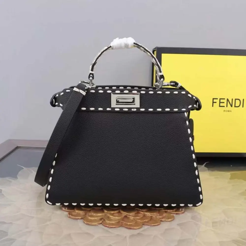 Fendi Women Peekaboo Iseeu Small Black Selleria Bag - image 4