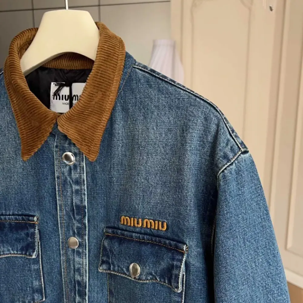 Miu Miu Women Denim Down Jacket with Embroidered Logo - image 7