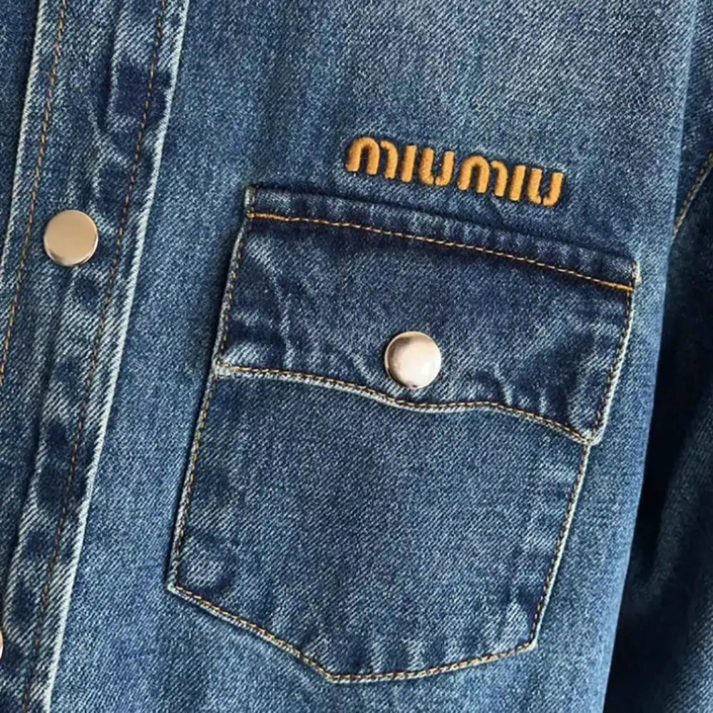Miu Miu Women Denim Down Jacket with Embroidered Logo - image 9