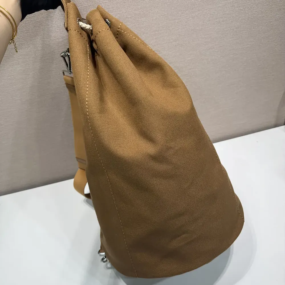 Prada Unisex Canvas Drawstring Duffle Bag-Brown - image 5