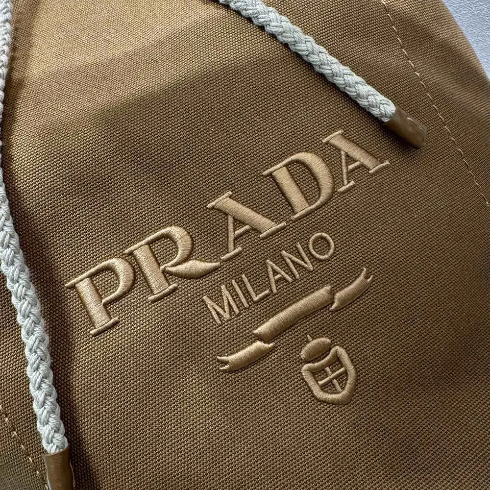 Prada Unisex Canvas Drawstring Duffle Bag-Brown - image 9