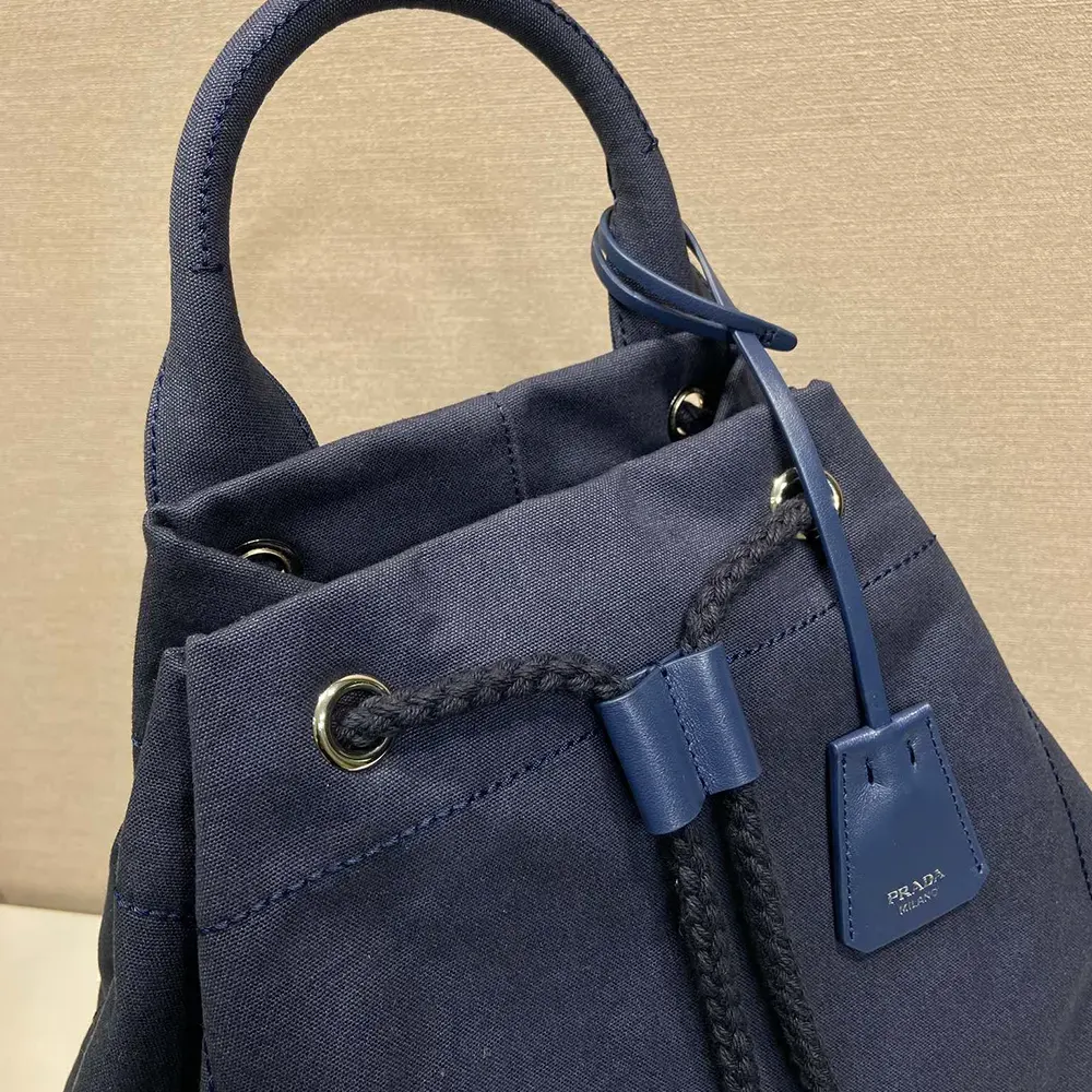 Prada Unisex Canvas Drawstring Duffle Bag-Navy - image 9